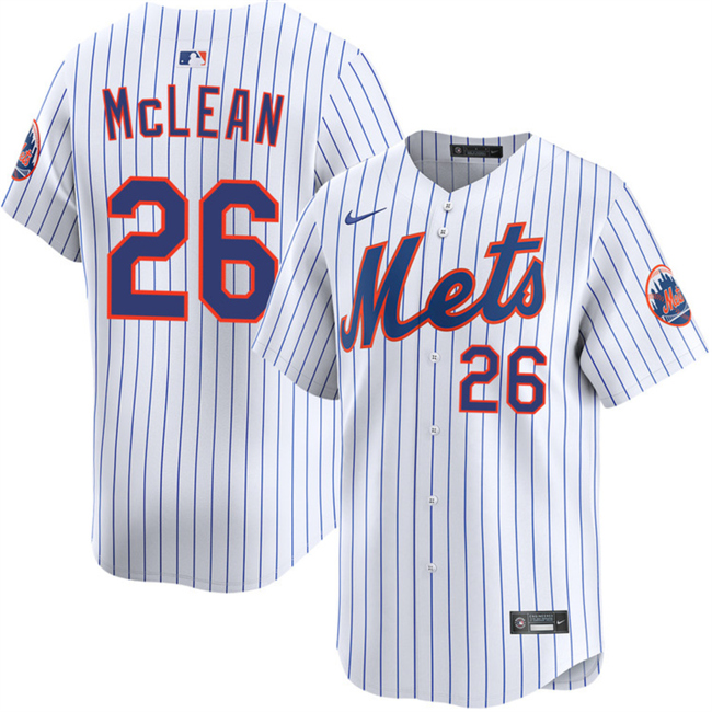 Men's White New York Mets #26 Nolan McLean White 2025 Home Limited Stitched Baseball Jersey